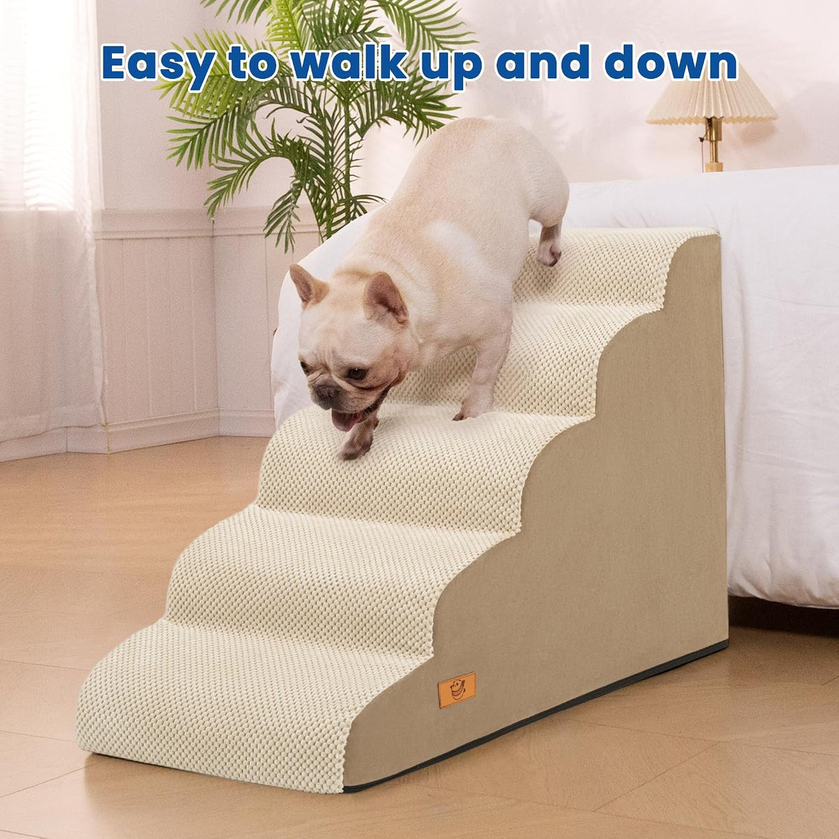 5 Step Dog Stairs for High Bed,Non-Slip Pet Ramp for Small Dogs and Cats