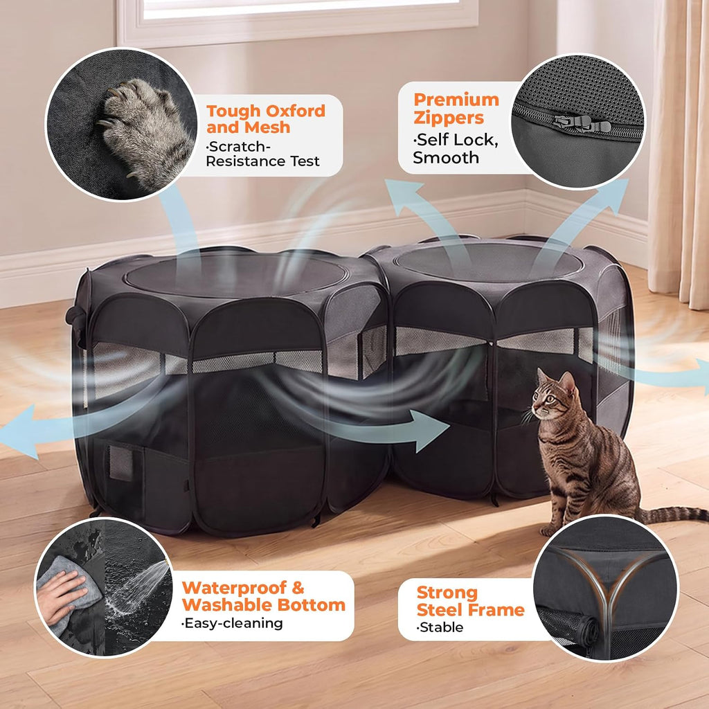 2-in-1 Dog Playpen Portable Cat Playpen, Non-Separable, No Assembly