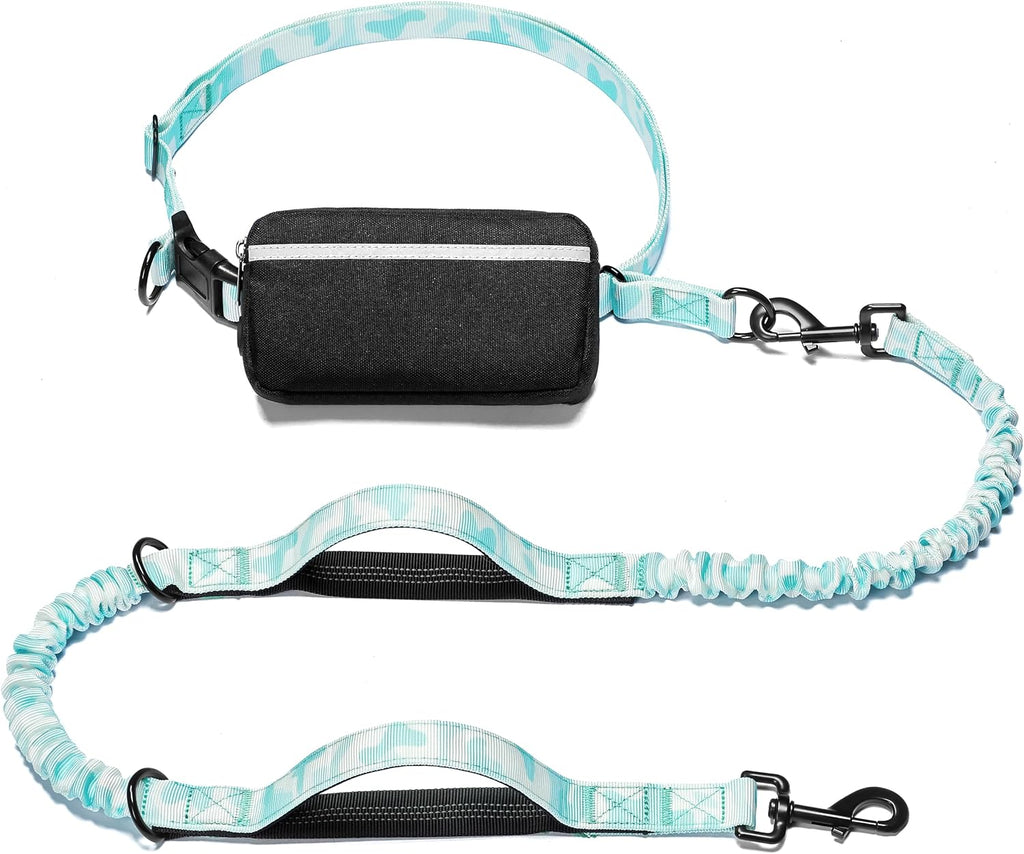 iYoShop Hands Free Dog Leash with Zipper Pouch, White-Blue Mix, Large