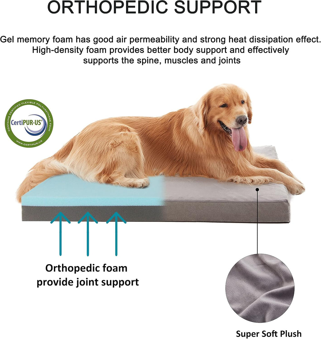 Orthopedic Memory Foam Dog Bed, Cooling Dog Beds for Medium Dogs -Waterproof Pet Bed for Crate with Removable Washable Cover, M(29inch,45Lbs)