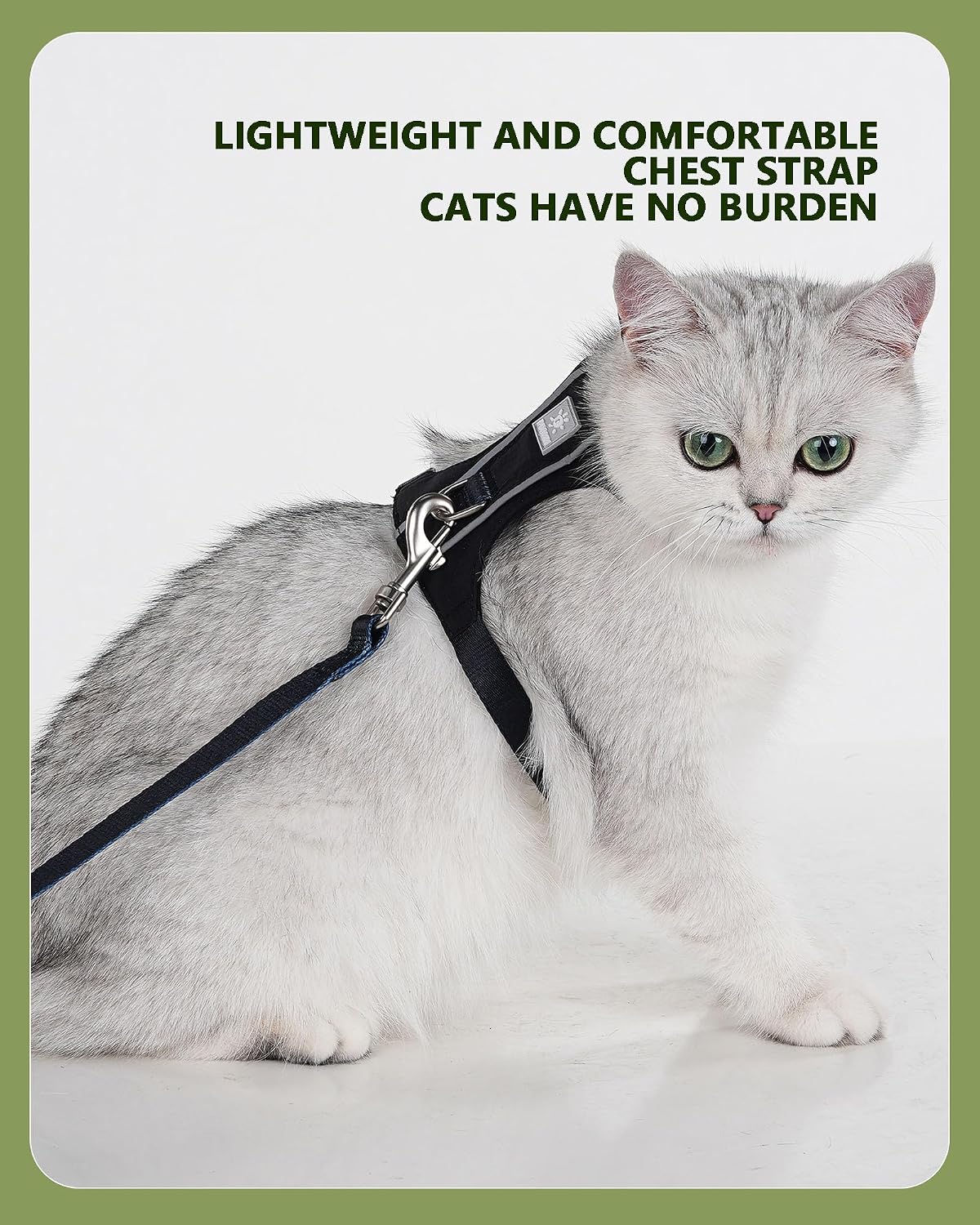 Cat Harness and Leash Set with Reflective Strips, Escape Proof Adjustable Vest, Premium Taffeta Fabric Soft Lightweight, Tear Resistant, for Kitten Small Cats Outdoor Walking (Black, S)