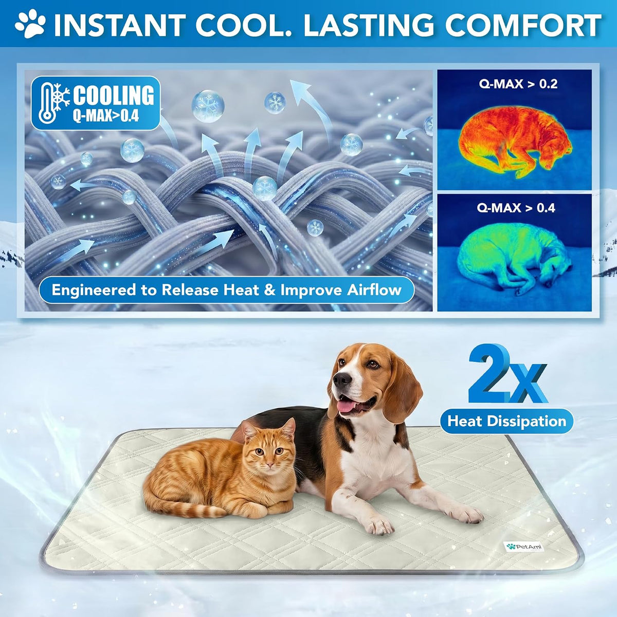 PetAmi Waterproof Dog Cooling Mat Pet Pad for Crate Couch Bed, Beige, 60x80