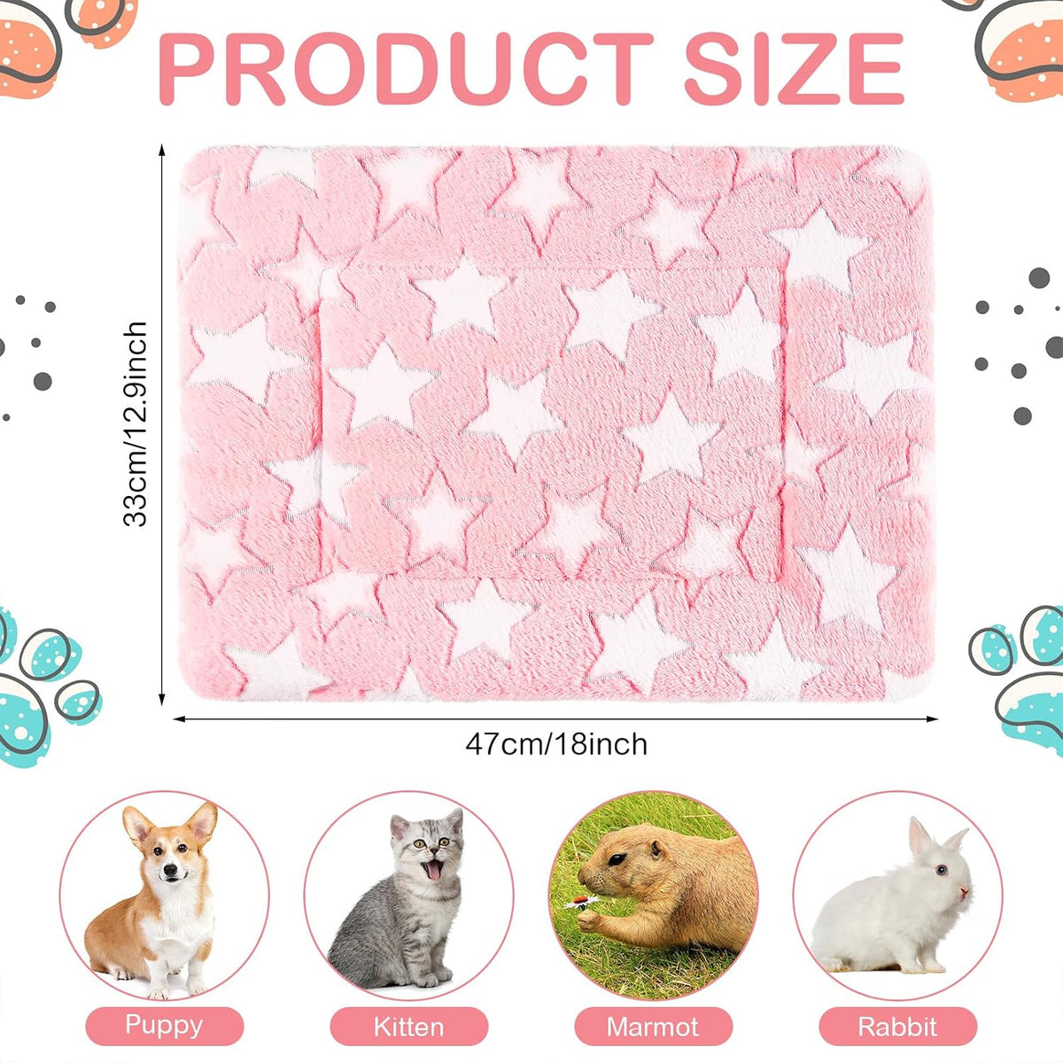 Haull 4 Pcs Waterproof Guinea Pig Bedding Mat, Cute Star, 13 x 18.5