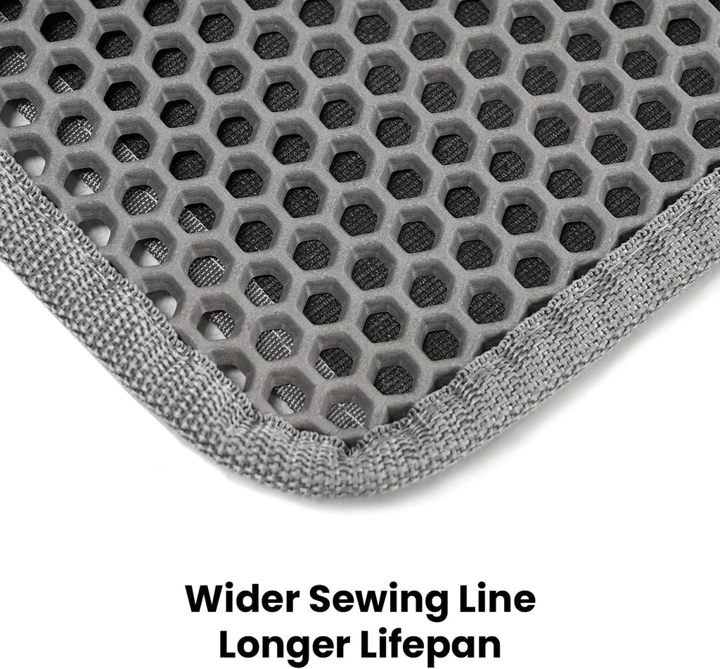 Cat Litter Mat New Size 23.6"x14.6" for Small Spaces, Upgrade Super Waterproof Back Layer Litter Box Mat, Non Slip, Durable, Soft on Paws Kitty Trapping Matt, Gray
