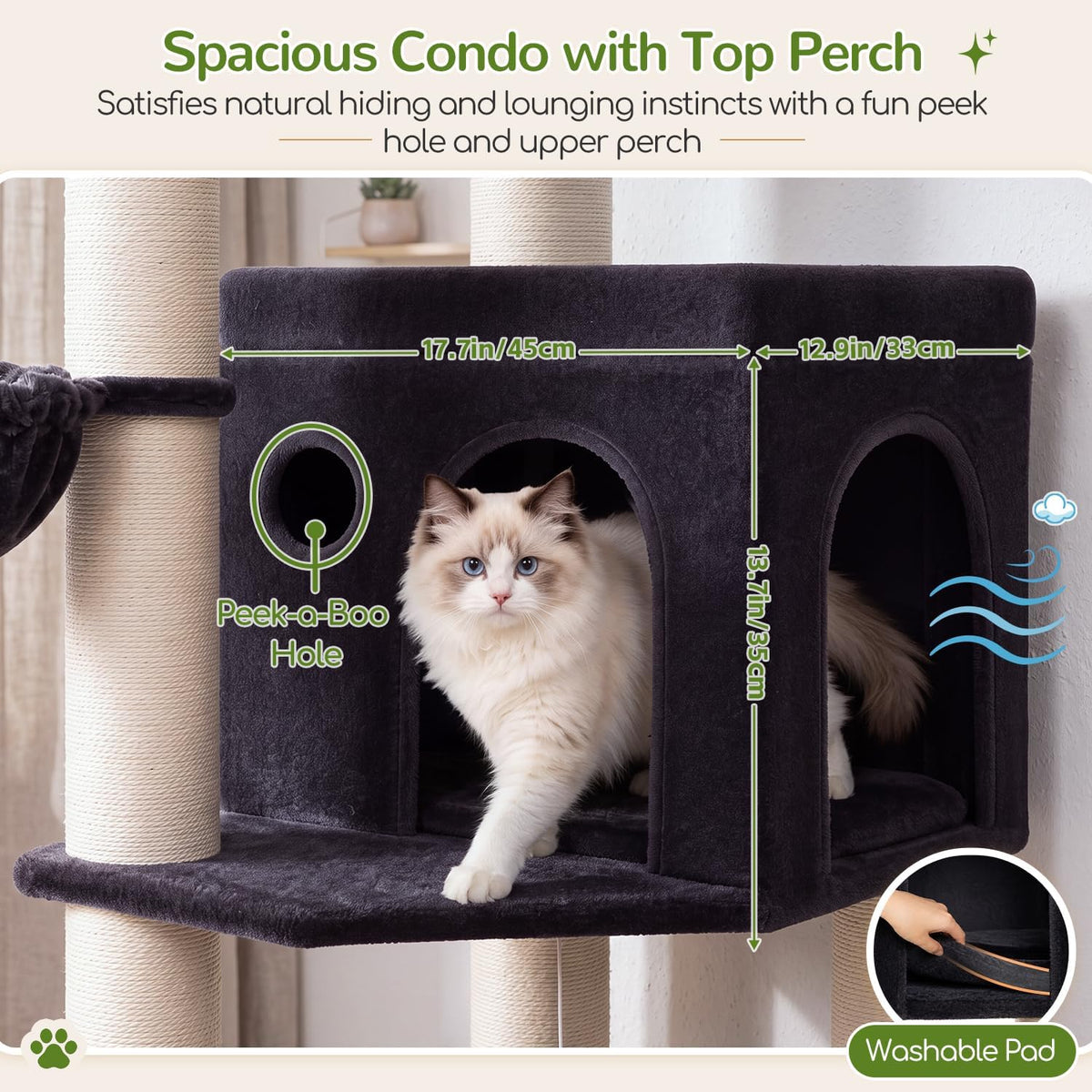 Globlazer Cat Tree Tower with 12 Extra-Thick Full-Sisal Scratching Posts