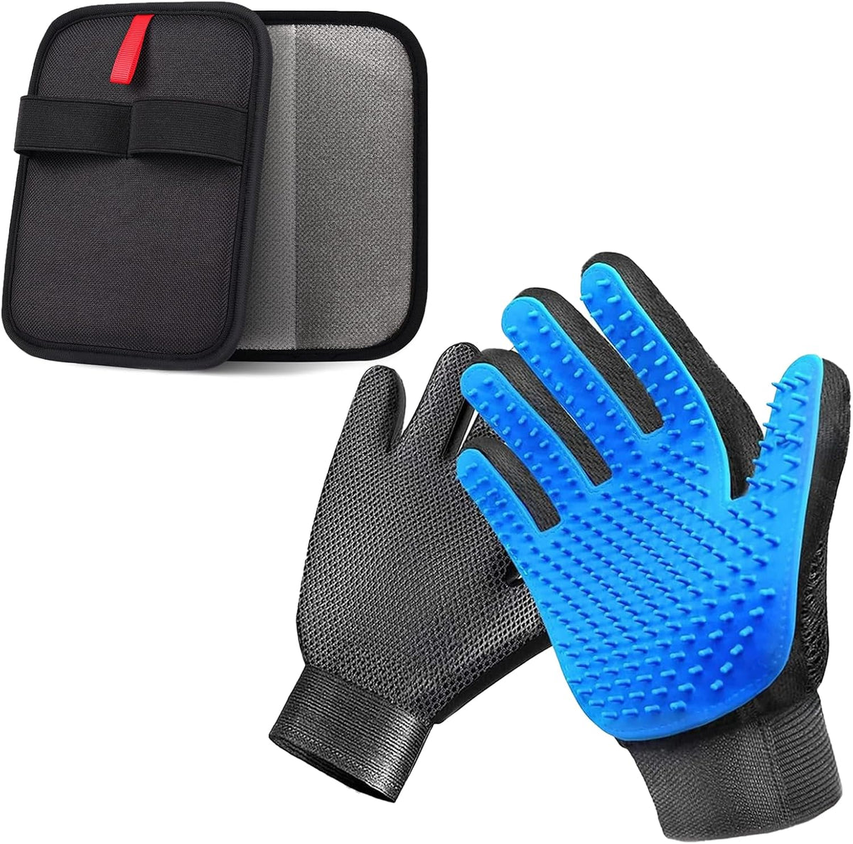 NVNAN 2-in-1 Pet Grooming Glove and Fabric Hair Remover | Dual-purpose design for brushing pets and fabric cleanup, helping manage loose fur on pets, and furnitures