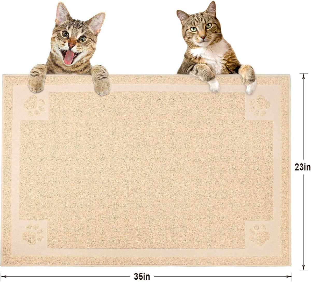 UPSKY Large Cat Litter Mat Trapper 35"×23", Waterproof, Non-Slip, Beige | Large Litter Box Mat, Foldable Trapping Mat, Anti-slip Design, For Cat Litter Boxes and Sensitive Paws, Easy to Clean