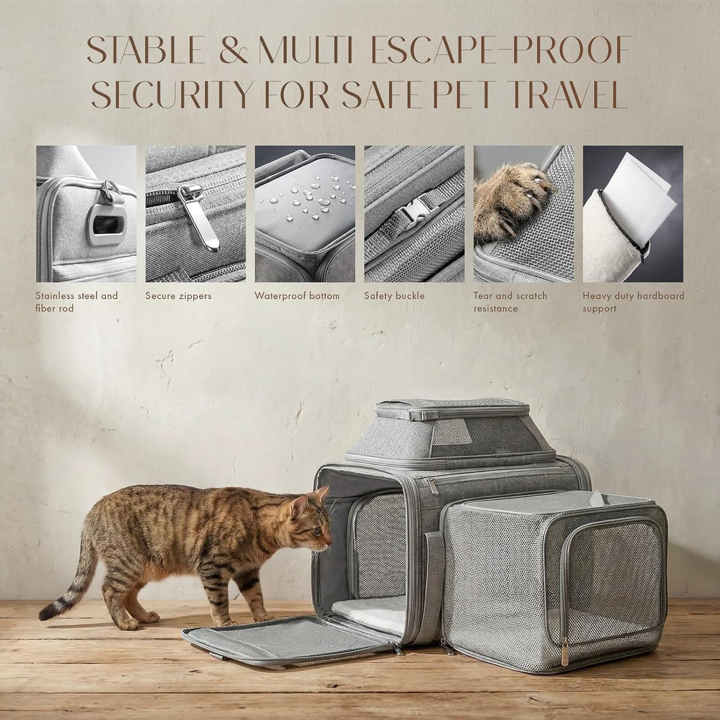 Top-Side Expandable Pet Carrier, Treat Window,17x11x9.5 Airline Approved