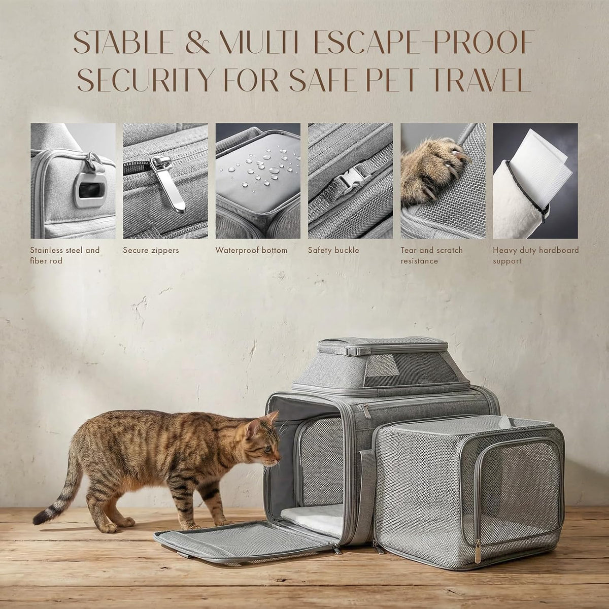 Top-Side Expandable Pet Carrier, Treat Window,18x13x9.5 Airline Approved