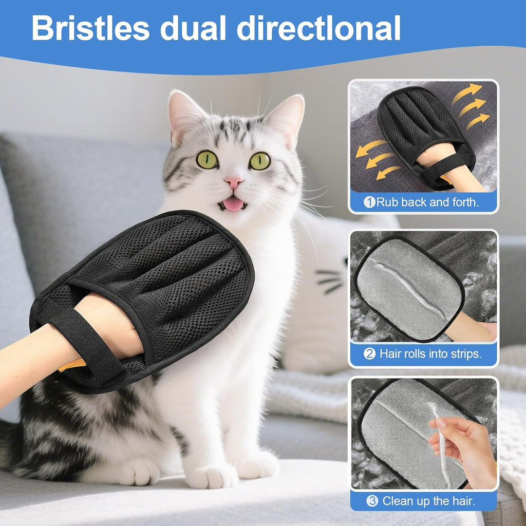 2Pcs Pet Hair Removal Gloves Cat & Dog, Upgraded Reusable Pet Hair Remover