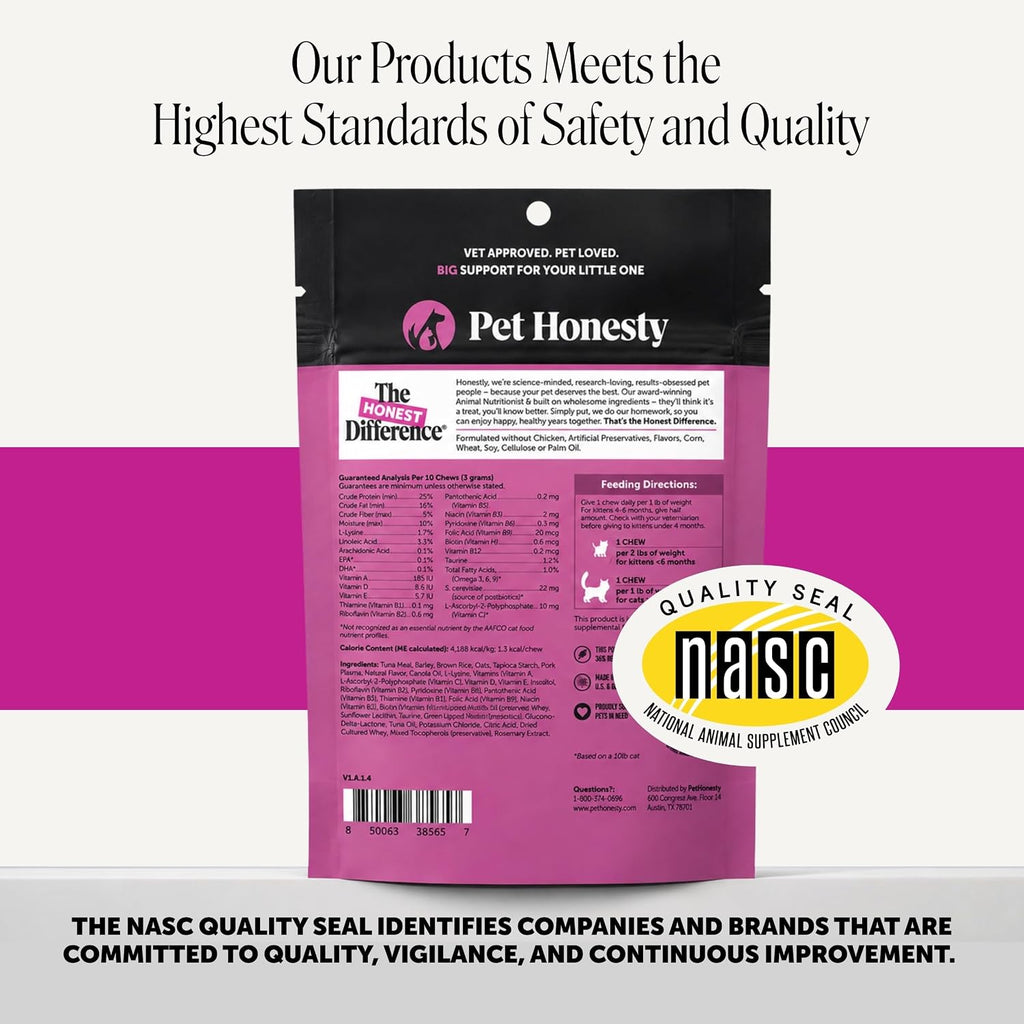 Pet Honesty Vet Backed Multivitamin Taurine for Cats, Tuna, 30-Day Supply