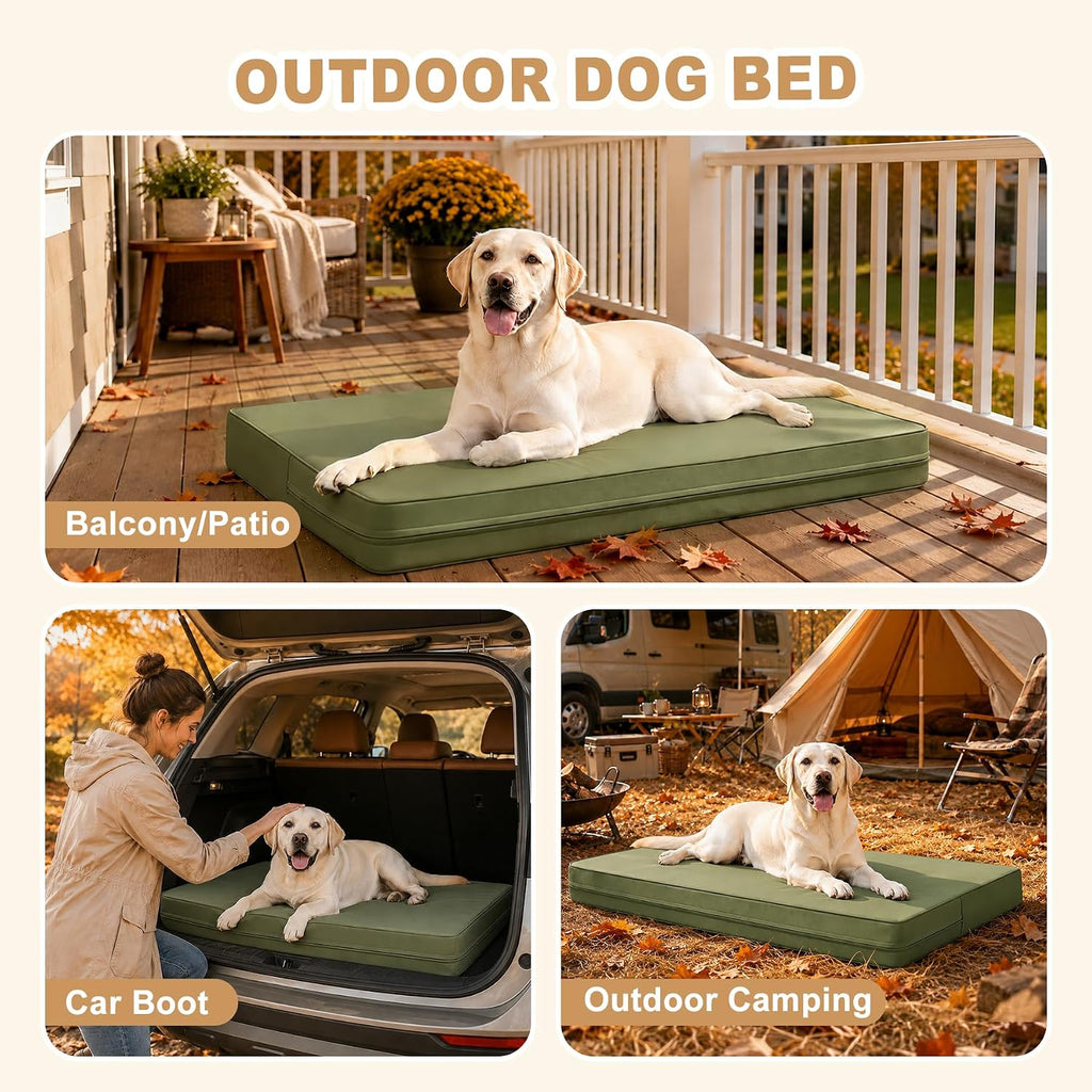 XXL Dog Bed Waterproof Washable, Wipeable Leather Large Crate Pad 48" Green