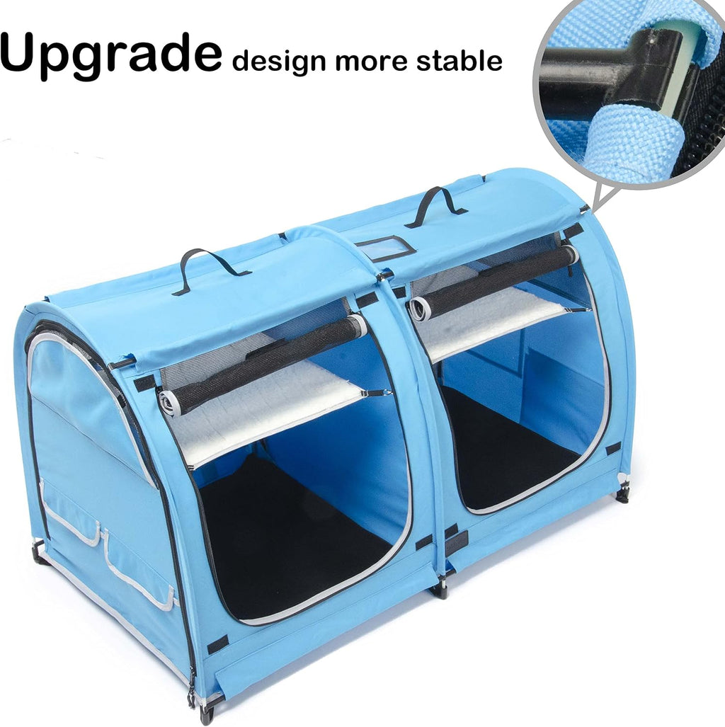 Mispace Portable Double Pet Carriers for Cats Collapsible Cat Condo for Car Travel Pet Kennel Show Cages with Portable Carry Bag Hammocks Mats and Litter Box