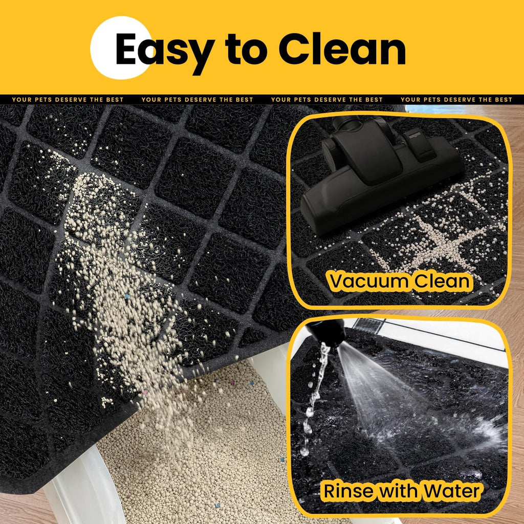 Conlun Cat Litter Mat Litter Trapping Mat, 24" x 17" Premium Durable PVC Grid Mesh with Scatter Control, Non-slip, Less Waste Cat Litter Box Mat, Soft on Kitty’s Paws, Urine Waterproof