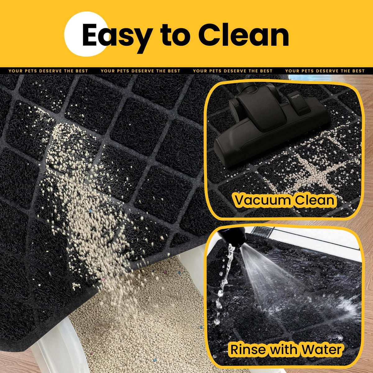 Conlun Cat Litter Mat Litter Trapping Mat, 24" x 17" Premium Durable PVC Grid Mesh with Scatter Control, Non-slip, Less Waste Cat Litter Box Mat, Soft on Kitty’s Paws, Urine Waterproof