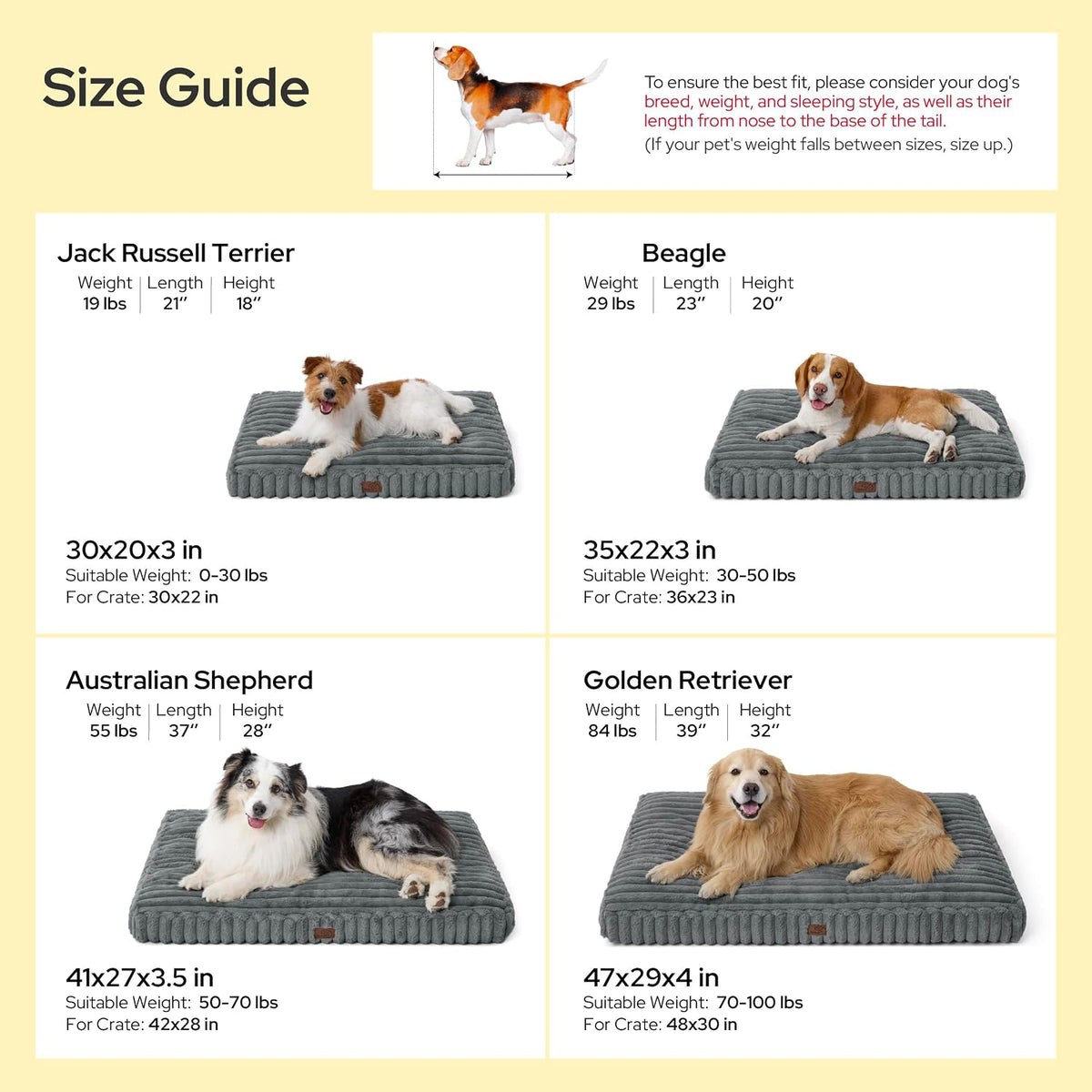 Bedsure ComfyFleece™ Fluffy Balanced Support XL Dog Bed,47x29