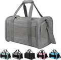 Cat Carrier, Soft-Sided Airline Approved Pet Carrier Case with 4 Ventilated Windows for Cats and Dogs Under 10-25Lbs (17.0 L x 11.0 W x 11.0 H Inch, Grey)