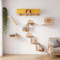 Cat Wall Shelves, 12-in-1 Wood Cat Wall Furniture Set with Tunnel