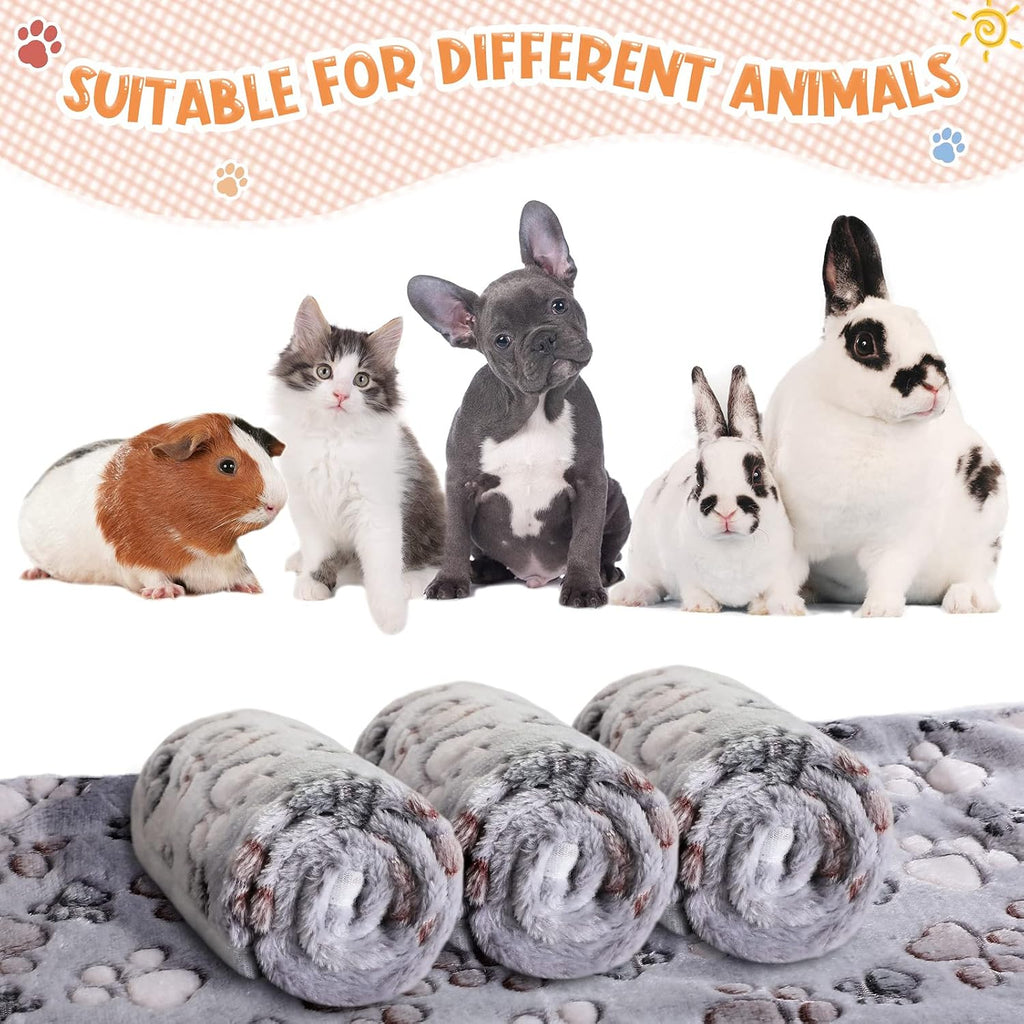 Tatuo 4 Pcs Fleece Dog Blanket for Puppy Cat, Light Gray, 30 x 20.5 in, Paw