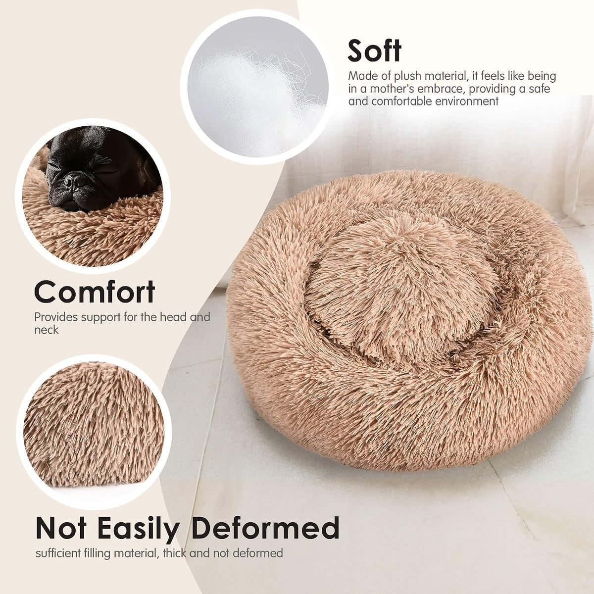 Dog Beds Large Sized Dog and Cats, 32in Pet Beds for Large Pet (Camel)