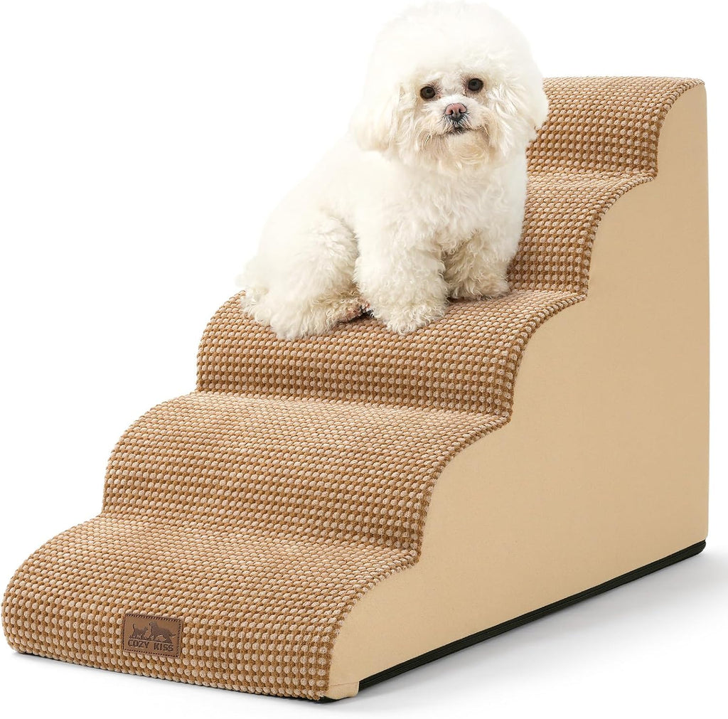 COZY KISS Dog Stairs for Small Dog 22.6" H, 5 Step Pet Ramp for Bed