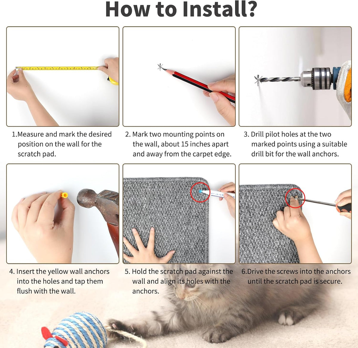 Cat Wall Climbing Carpet, 71"x15.8" Large Scratcher Pad