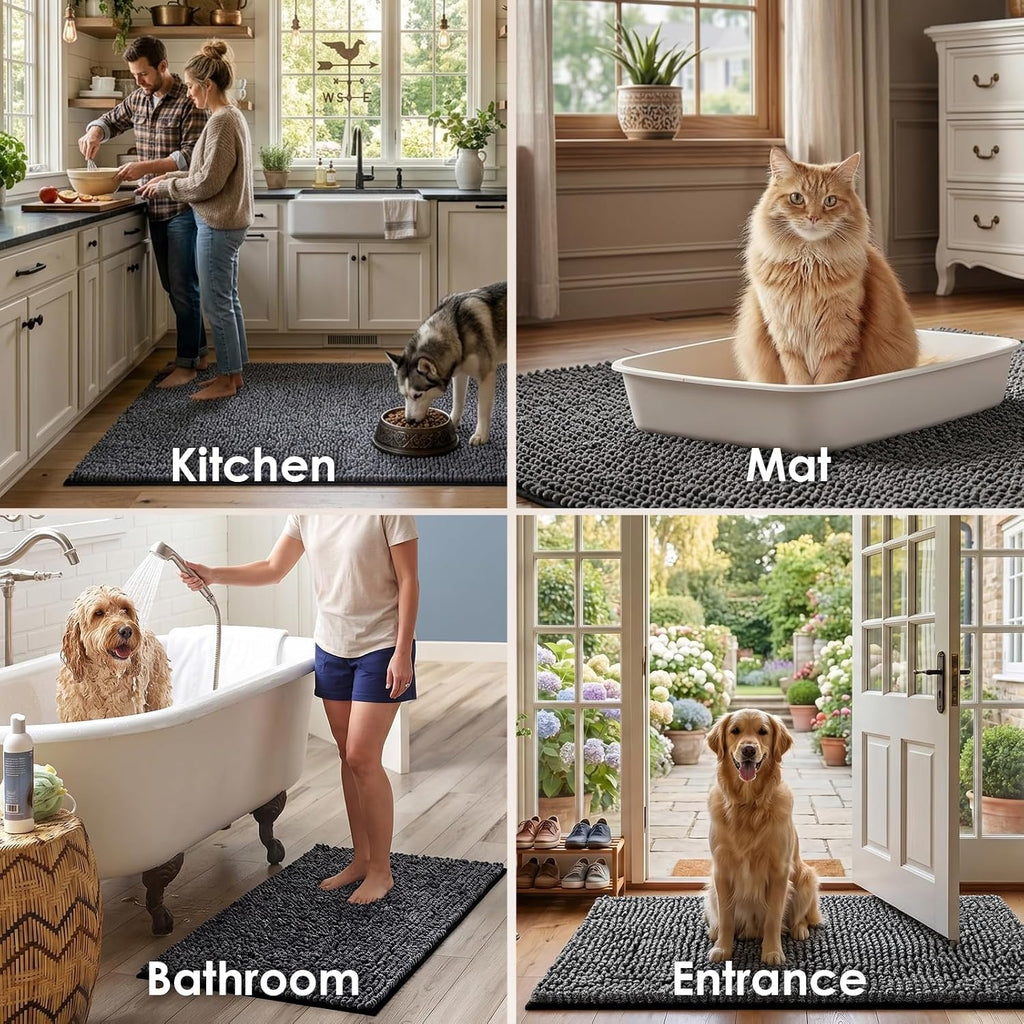 EHEYCIGA 36x24 Super Absorbent Dog Door Mat for Muddy Paws Entryway Rug