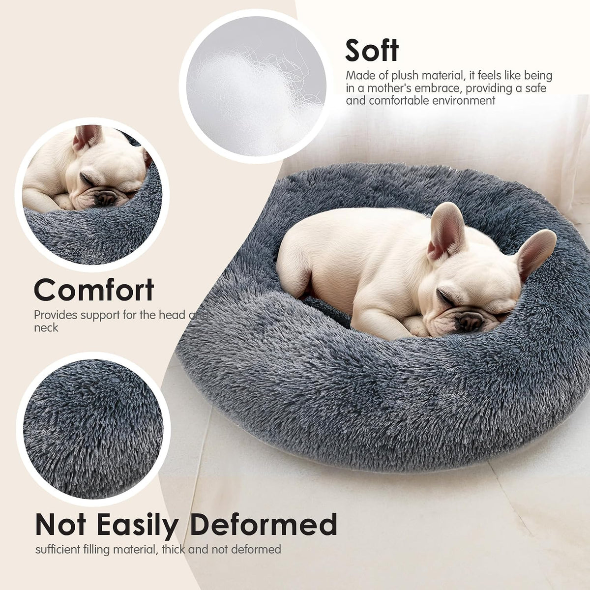 Hoewina Dog & Cat Bed, 20in Cat Beds for Indoor Cats (Dark Grey)