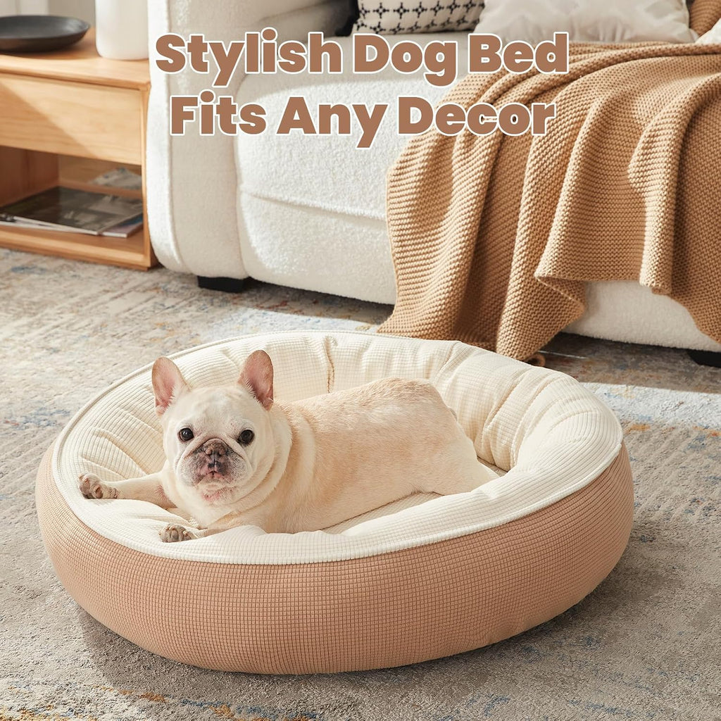 30 inches Soft Touch Fleece Donut Dog Bed for Medium Dogs,Brown