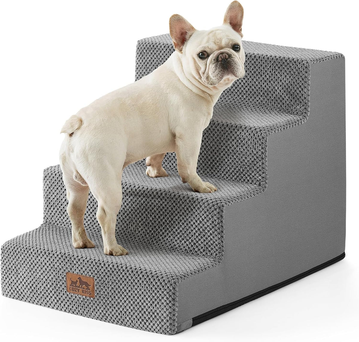 COZY KISS Dog Stairs for Small Dogs, 4 Step Pet Stairs for Beds & Couches