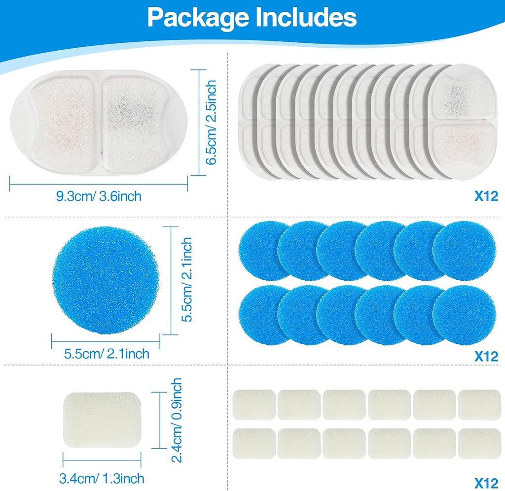 MISFANS Ceramic Dog Water Fountain Filters, 36-Piece Replacement Set