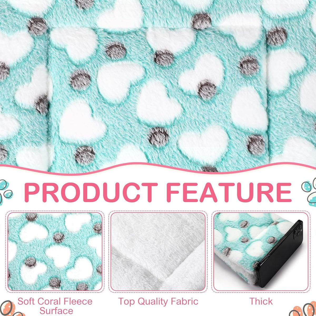 Haull 4 Pcs Waterproof Guinea Pig Bedding Mat, Heart, 13 x 10