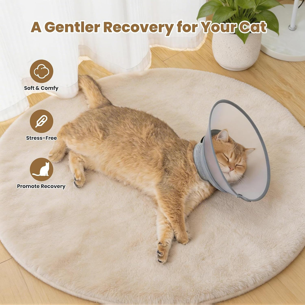 Avont Soft Mesh Cat Cone, Adjustable Anti-Lick E-Collar (Grey M)