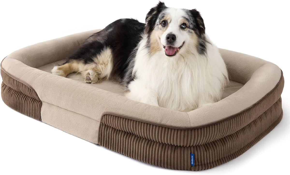 Bedsure XLPro 360°Oval Bolster Orthopedic Dog Beds Large Sized Dog,45"Brown