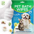 Premium Pet Wipes for Dogs & Cats - 6 Pcs - Disposable Washing Gloves for Bath & Grooming - Clean & Dry Paws, Fur, Face, Ears, Butt & Body - Hypoallergenic, Lick-Safe & Waterless Cleaning Gloves
