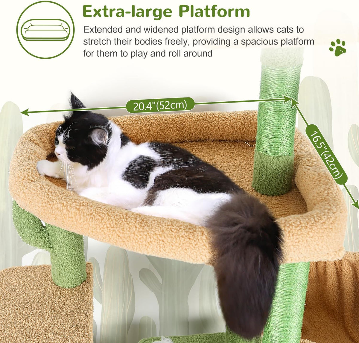 Globlazer Cactus Sturdy Cat Tree for Indoor Cats 20 lbs, S68, Green