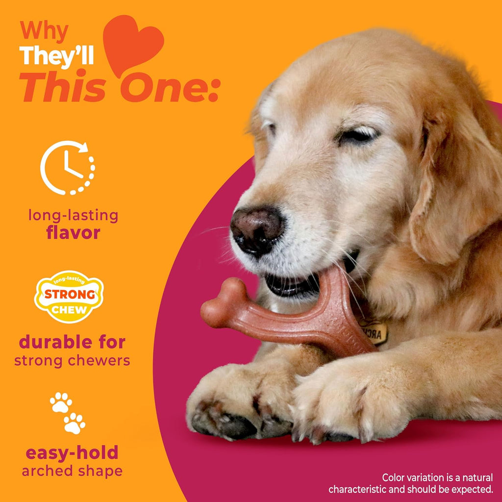 Nylabone Strong Chew Wishbone Dog Toy, Dog Toys for Aggressive Chewers | Durable, long-lasting dog bone, helps clean teeth, keeps dogs busy, easy-hold shape, for large breeds up to 50 lbs