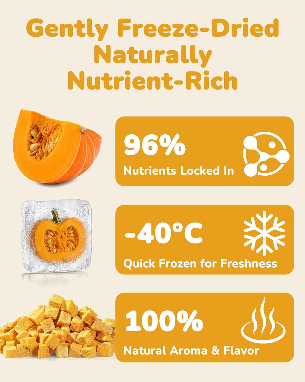 PAWUP Freeze Dried Pumpkin Treats for Dogs & Cats, Single Ingredient