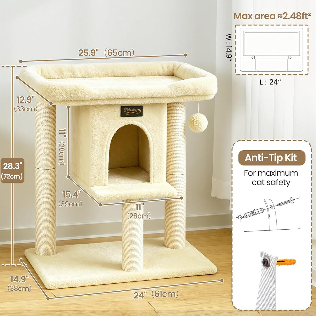 Cat Tree Tower Scratching Post for Indoor Large Adult Cats with Perch Bed