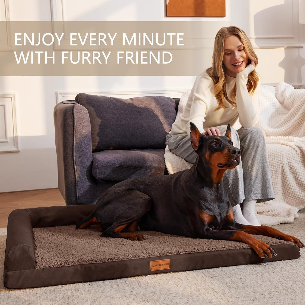 Patas Lague Orthopedic Large Dog Bed Washable Pet Sofa Bed 48''X30''Brown