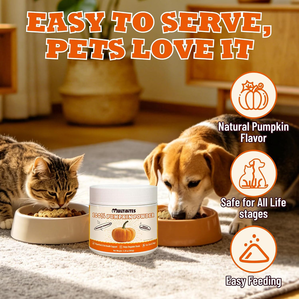 100% Pumpkin Powder for Dogs & Cats 5.3oz, Pure Fiber Supplement