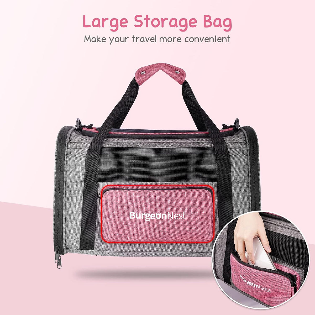 BurgeonNest Soft Cat Carrier for Cats up to 20 Lbs, Top Load Pet Carry Bag