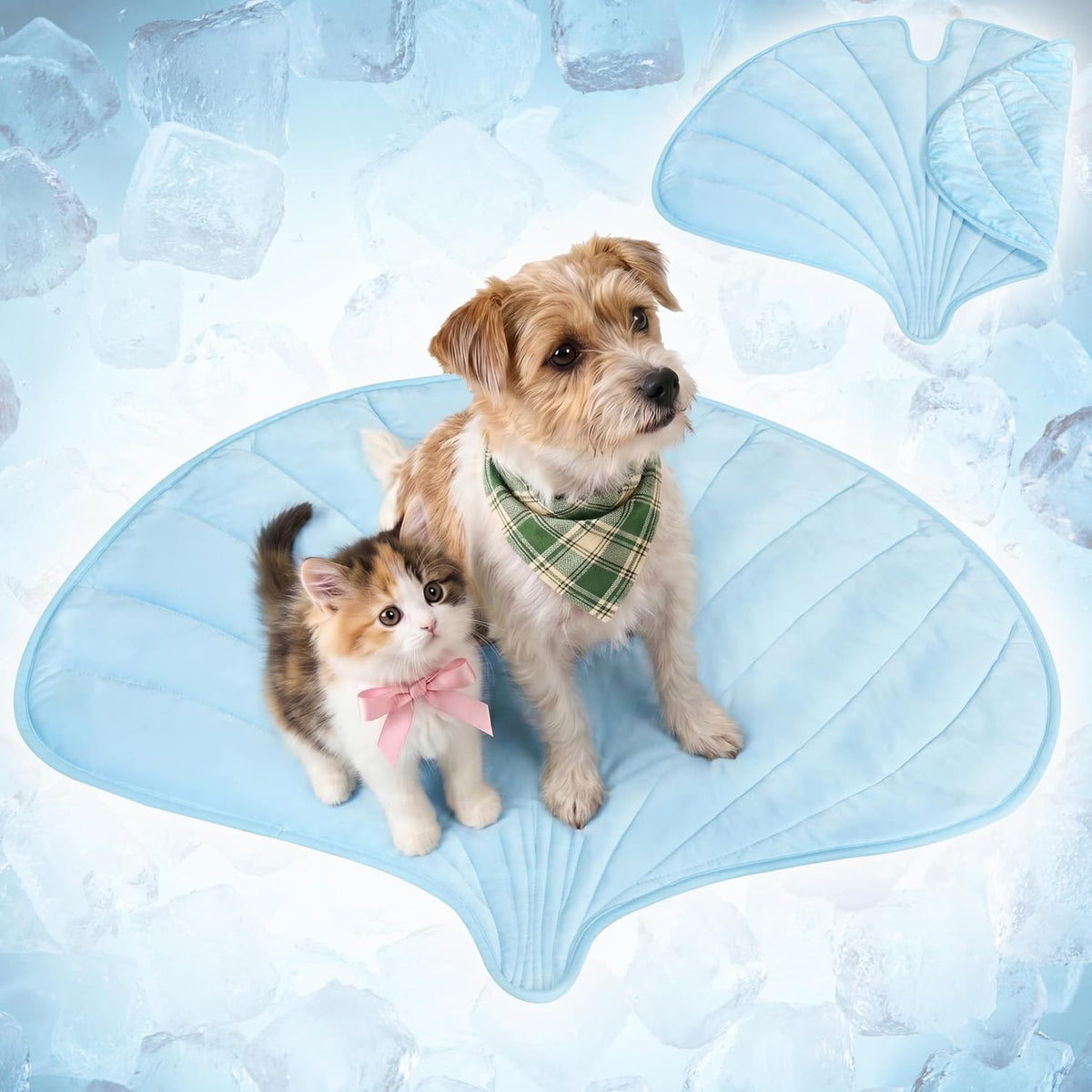 PetAmi Dog Cooling Mat Reversible Fleece Blanket for Pet Cat, S 35x40, Blue