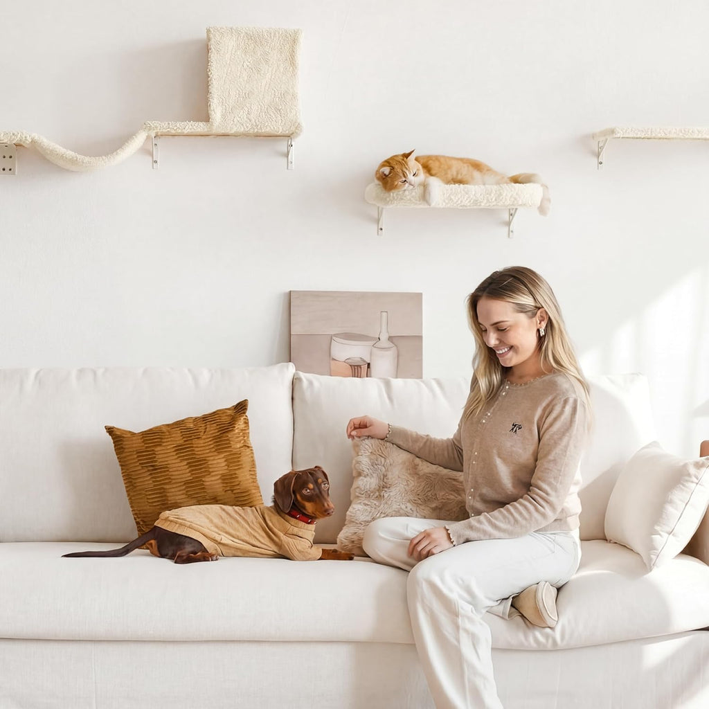 FUKUMARU Cat Wall Shelves, 4 in 1 Set, Beige