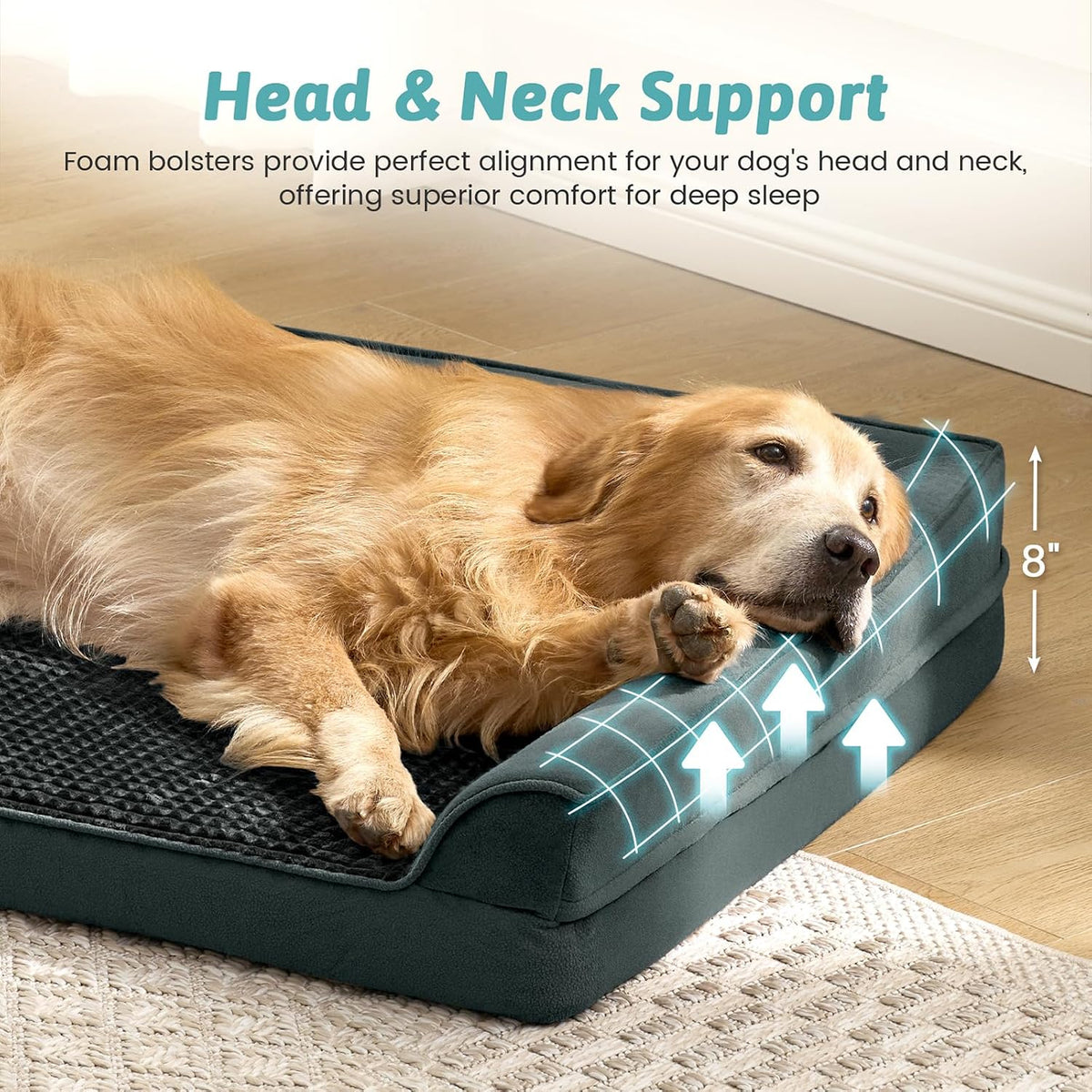 COZY KISS Orthopedic Dog Bed for Extra Large Dogs, U Shaped XXL 48x35 inch