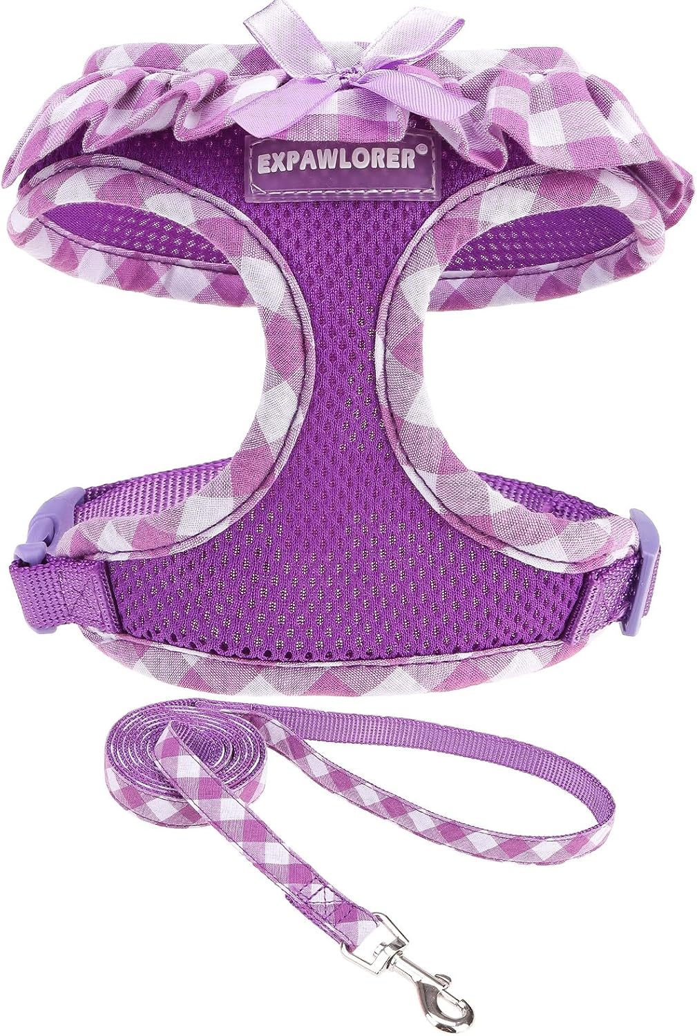 EXPAWLORER Step-in Small Dog Harness and Leash Set, Purple M