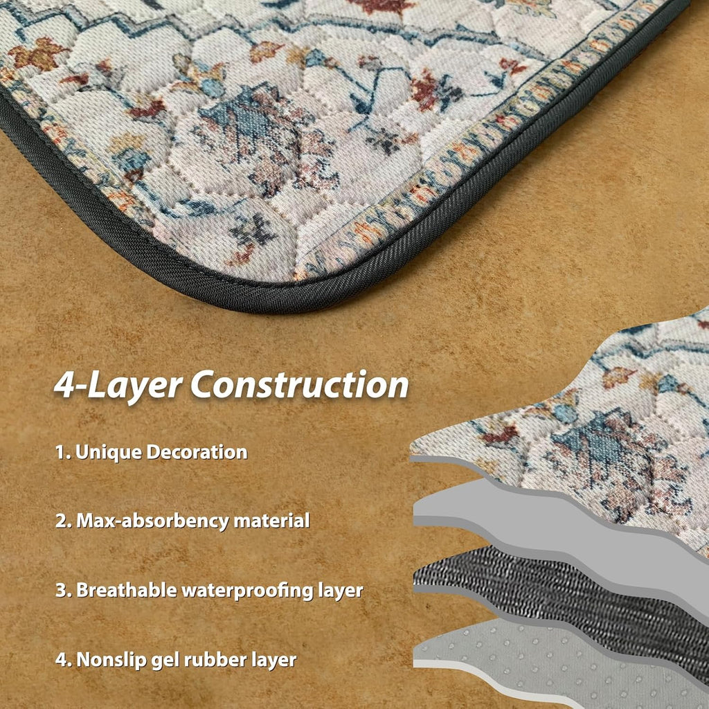 nunubaby Washable Pee Pads for Dogs, Stylish, Non-Slip and Leak-Proof Pee Pads. Reusable Potty Pads for Dogs for Crates and Floors.(Beige/Floral, 36" x72")