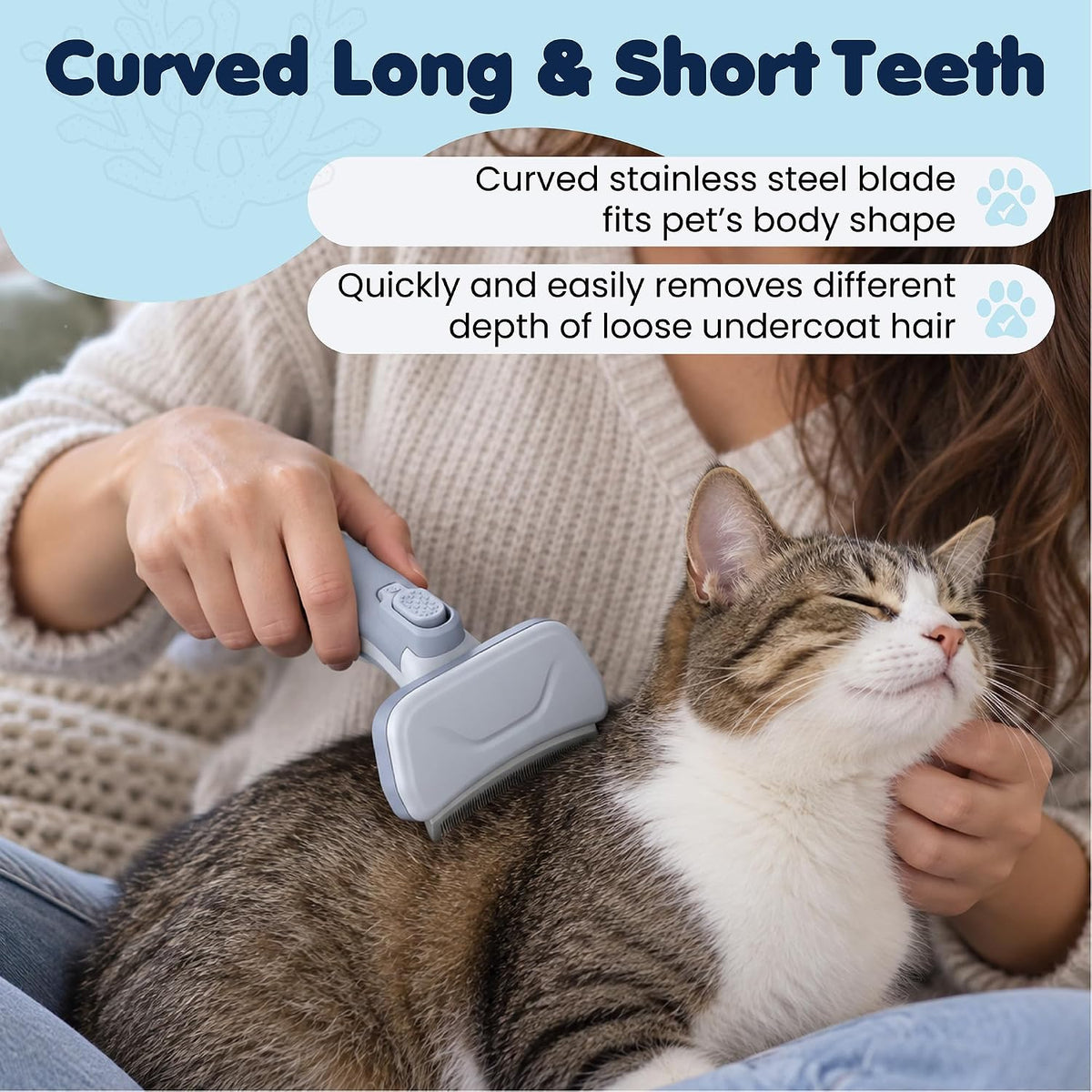 Formit Crafts Premium Pet Deshedding Tool –Small Professional Self-Cleaning Undercoat Brush for Dogs & Cats – Advanced Dual-Depth Stainless Steel Grooming Blade with One-Click Hair Release Button