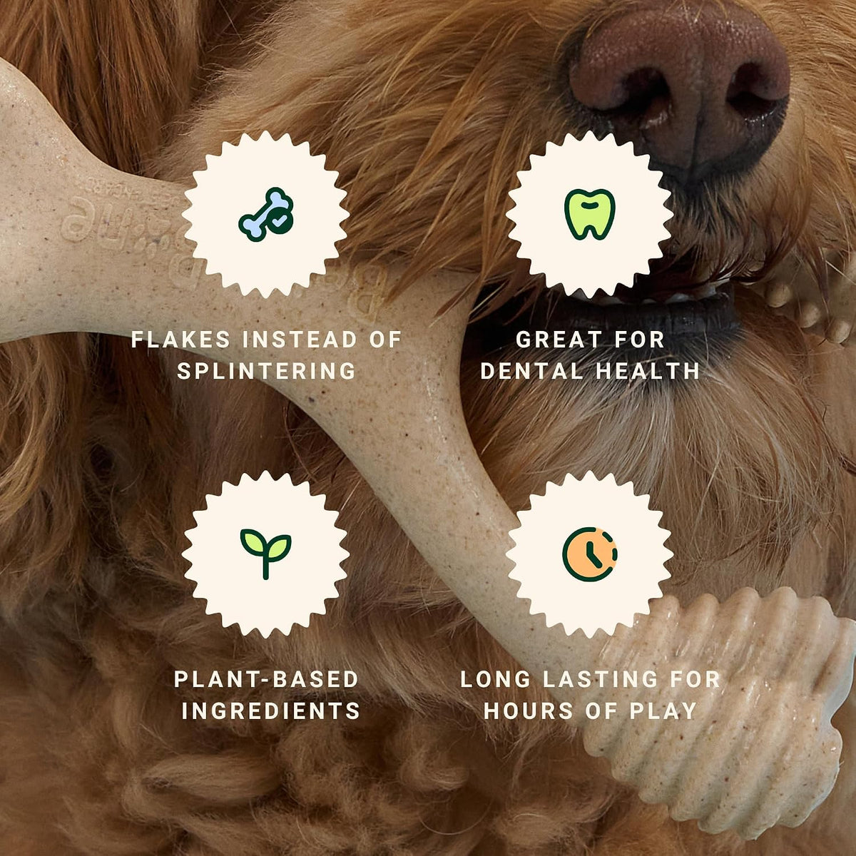 BetterBone Hard Density Beef-Scented Dog Chew Toy, Large, Durable Plant-Based Wishbone for Aggressive Chewers Over 60 lbs