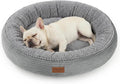 Love's cabin Round Donut Cat and Dog Cushion Bed, 30in Pet Bed for Medium or Large Dogs, Anti-Slip & Water-Resistant Bottom, Soft Durable Fabric Pet Beds, Washable Calming Cat Bed, Pure Gray